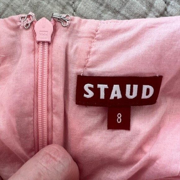 Staud Wells Poplin Minidress in Pearl Pink - Size 8 - Picture 6 of 7